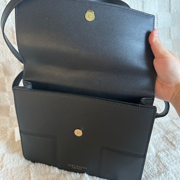 NWT! RARE! Tory Burch Block T Box Flap Leather Crossbody Messenger Black 71636 - Picture 6 of 10